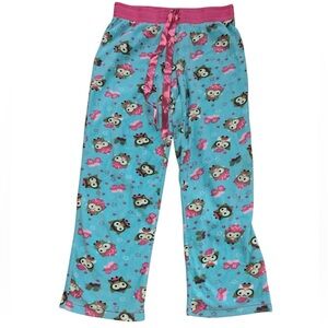Kids Owl Print Pajama Pants - Blue and Pink